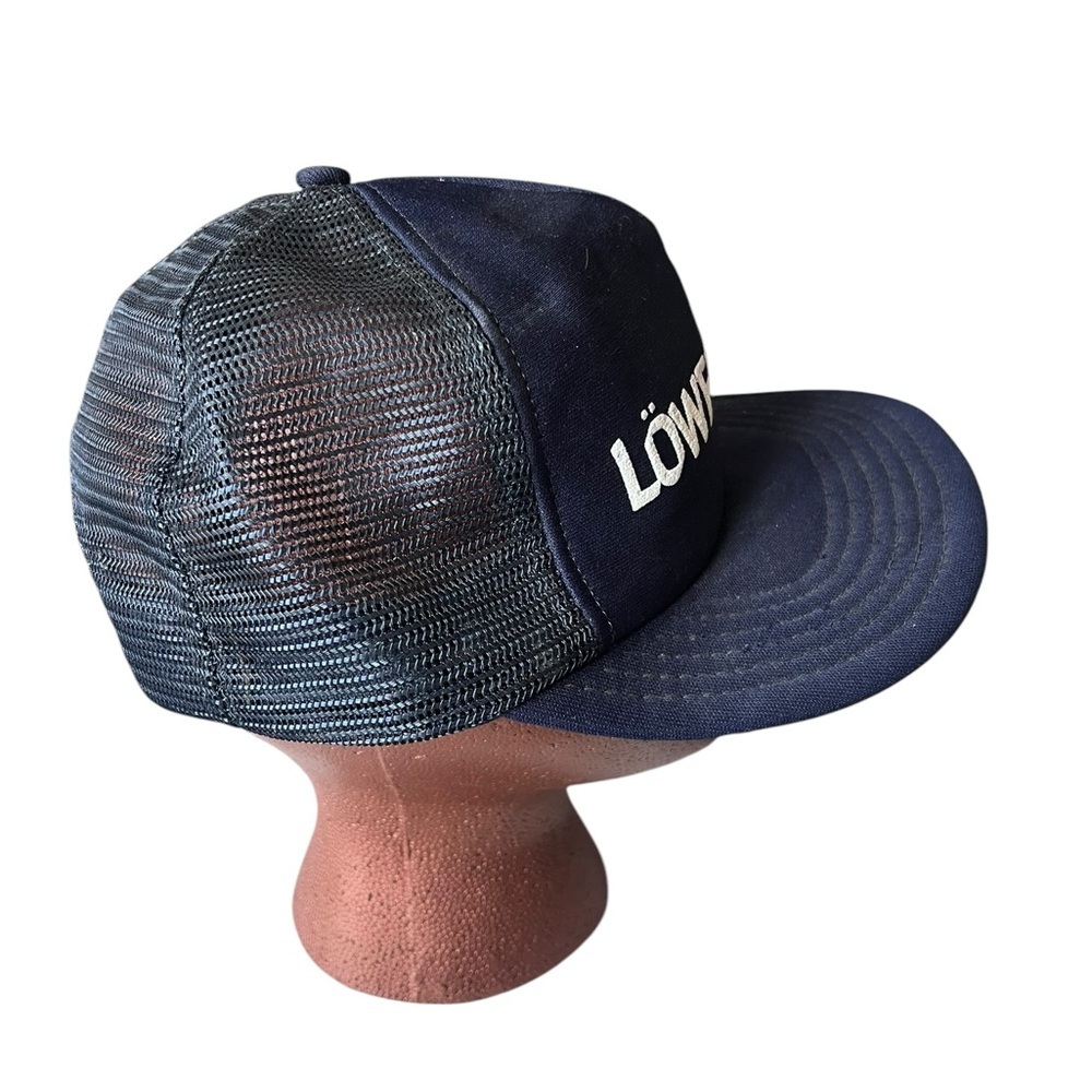 Löwenbräu Navy Blue Trucker Hat, mesh back, adjustable snap back closure